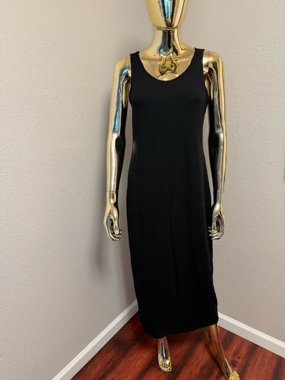 Eileen Fisher System Viscose Jersey Tank Dress Blk Small, new